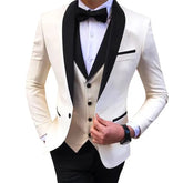 Suit Vest Pants 3 Pcs Set / 2023 Fashion New Men's Casual Boutique Business Wedding Suits Blazers Jacket Coat Trousers Waistcoat